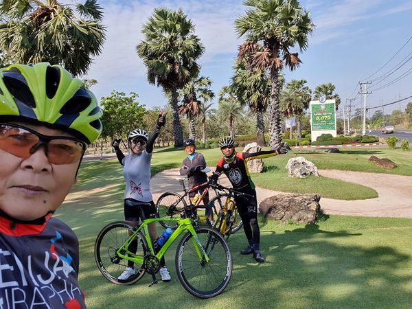 สนามกอล์ฟ กบินทร์บุรี สปอร์ตคลับ Kbsc 4 people people standing bicycle and outdoors