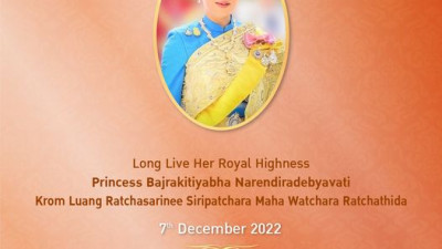 เนื่องในโอกาสวันคล้ายวันประสูติ สมเด็จพระเจ้าลูกเธอ เจ้าฟ้าพัชรกิติยาภา นเรนทิราเทพยวดี กรมหลวงราชสาริณีสิริพัชร มหาวัชรราชธิดา ๗ ธันวาคม ๒๕๖๕ ขอพระองค์ทรงพระเจริญ