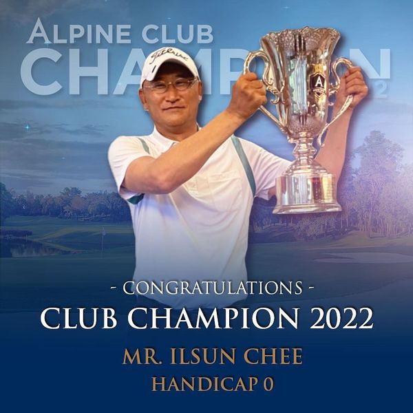 Alpine Golf Club 1 person and text Alpine Golf Club 1 person and text