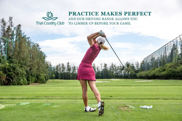 Thai Country Club 1 person golfing and Thai Country Club PRACTICE MAKES PERFECT AND OUR DRIVING RANGE ALLOWS YOU TO LIMBER UP BEFORE YOUR GAME