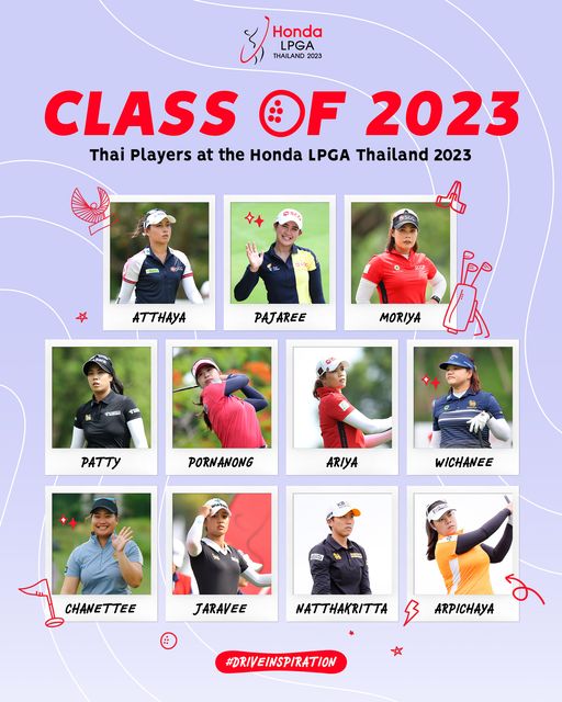 ศูนย์พัฒนากีฬากองทัพบก รามอินทรา 11 people and Honda LPGA THAILAND 2023 CLASS OF 2023 Thai Players at the Honda LPGA Thailand 2023 ATTHAYA PAJAREE MORIYA PATTY PORNANONG ARIYA WICHANEE CHANETTEE JARAVEE NATTHAKRITTA ARPICHAYA DRIVEINSPIRATION