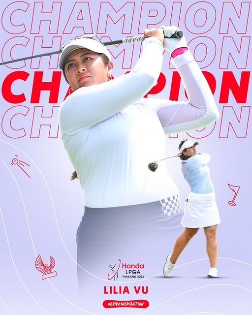 Royal Lakeside Golf Club 2 people and CHAMPION CH ON CH IN CH N 0 Honda LPGA THAILAND 2023 LILIA VU DRIVEINSPIRATION