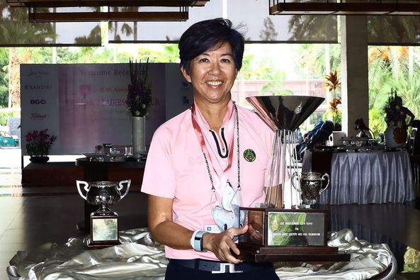 Lotus Valley Golf Resort 1 person golfing and text