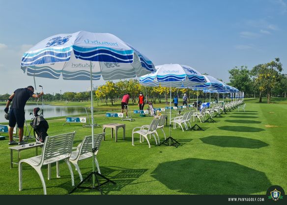 Panya Indra Golf Club 5 people people golfing blimp and text