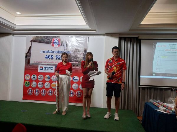Bangpakong Riverside Country Club 3 people people golfing and text