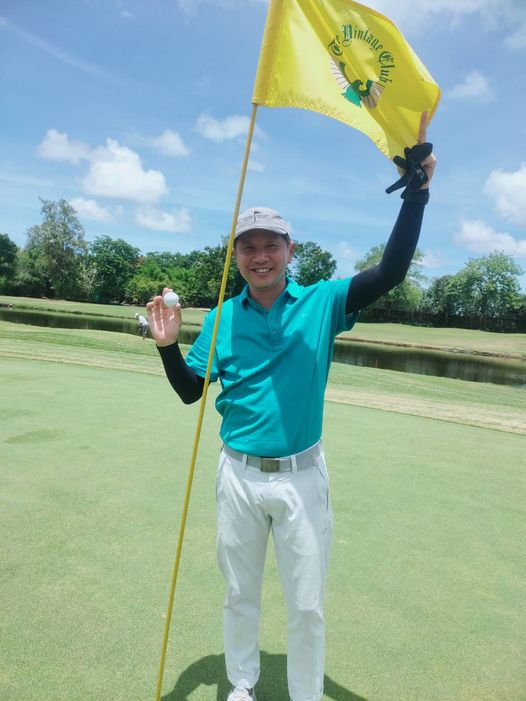 The Vintage Club 1 person golfing golf course and text