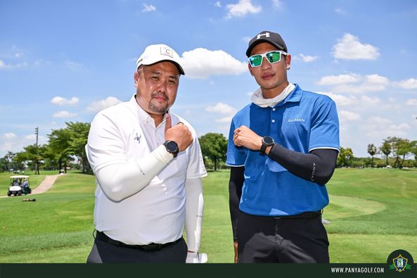 Panya Indra Golf Club 2 people people golfing golf cart golf course and text