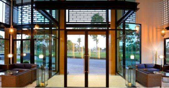 Lotus Valley Golf Resort sliding door and living room