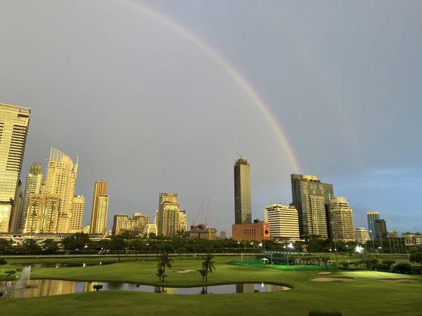 The Royal Bangkok Sports Club Buckingham Fountain and skyscraper