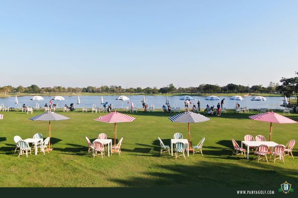 Panya Indra Golf Club 1 person deck chair parasol lake park and picnic