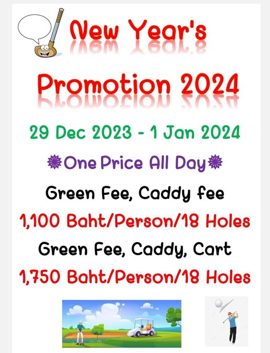 Thanya Golf Club nbsp 2 people people golfing and New IA6M Yegr s Promotion L n 2024 Jan 2024 29 Dec 2023 One Price All Day Green Fee Caddy fee 1 100 Baht Person 18 Holes Green Fee Caddy Cart 1 750 Baht Person 18 Holes