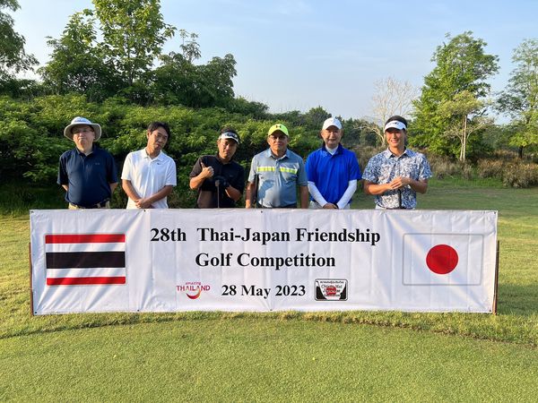 Chiangmai Highlands Golf and Spa Resort 6 people people golfing golf course and 28th Thai Japan Friendship Golf Competition THAILAND 28 May 2023