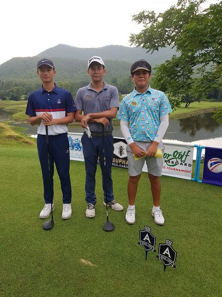 Alpinegolfresort Chiangmai 3 people people golfing golf course and text