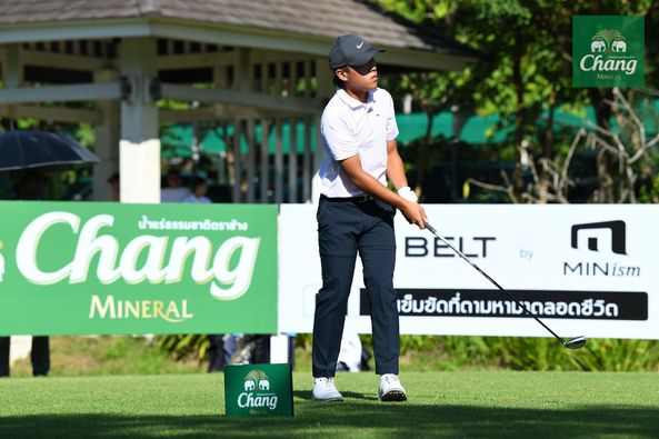 Alpinegolfresort Chiangmai 1 person golfing and text-5