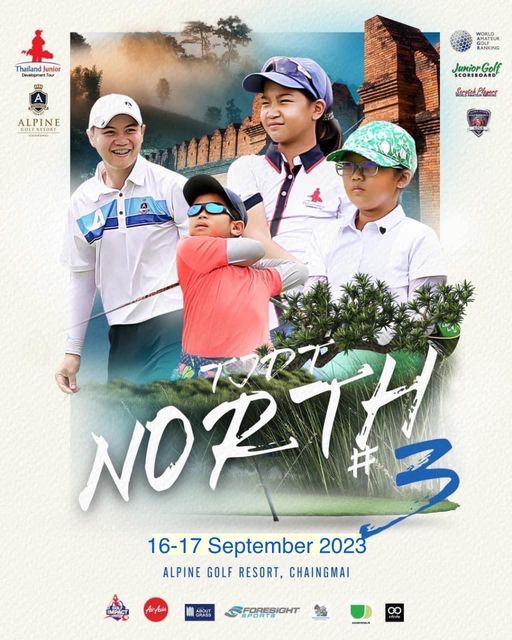 Alpinegolfresort Chiangmai 3 people people golfing and text
