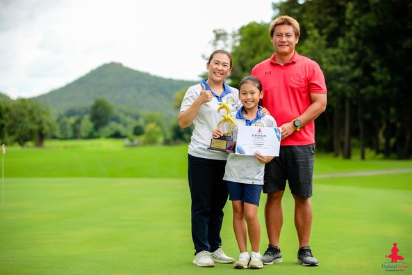Alpinegolfresort Chiangmai 2 people people golfing golf course and text