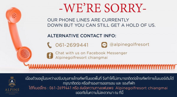 Alpinegolfresort Chiangmai nbsp May be a graphic of phone and text