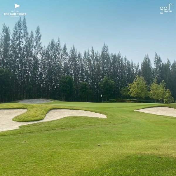 golf course grass tree nature and text