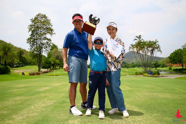 Alpinegolfresort Chiangmai 2 people people golfing golf cart golf course and text