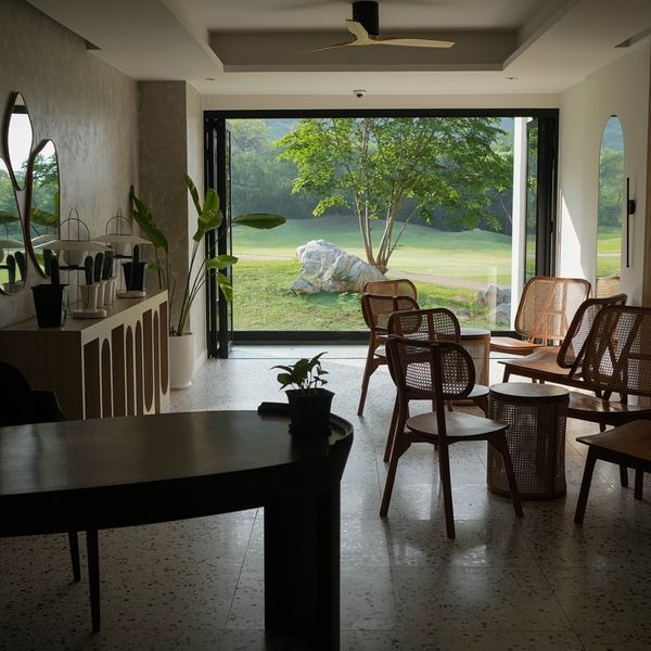 Khao Yai Country Club sliding door indoors and golf course