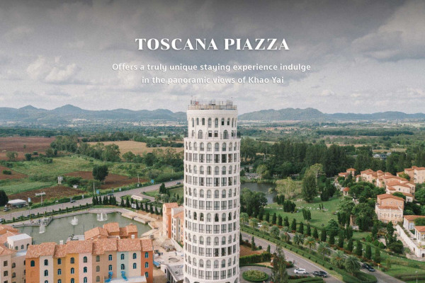 Toscana Valley nbsp หอเอนเมืองปิซา แม่น้ำอาร์โน หอระฆัง และ ข้อความพูดว่า TOSCANA PIAZZA Offers a truly unique staying experience indulge in the panoramic views of Khao Yai NWANS