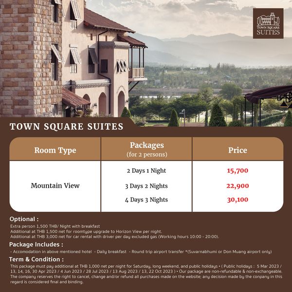 Toscana Valley ARE Su SUTES TOWN SQUARE SUITES Room Type Packages for persons Mountain View 2 Days Night Price Days Nights 15 700 4 Days 3 Nights Optional 500 22 900 breakfast omtyp 30 100 Horiz Package Includes odation mentioned otel Dai Term Condition package tiona Jun breakfa Round 20 00 arnabhu long public holidays Publ holidays Our kage non an 5Mar 2023 ngeable