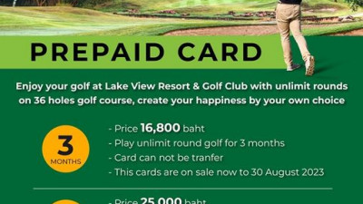 PREPAID CARD for sale, Enjoy your golf at Lake View Resort &amp; Golf Club with unlimit rounds on 36 holes golf course, create your happiness by your own choice