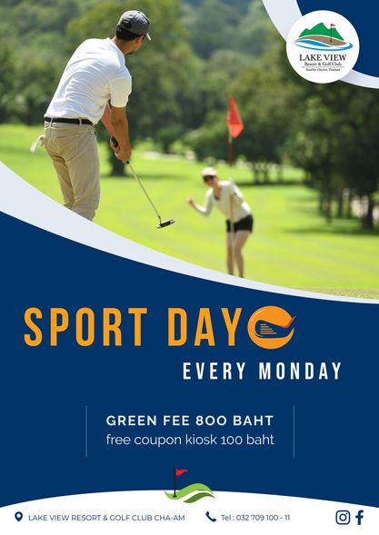 Lake View Resort amp Golf Club 2 people people golfing golf course and LAKE VIEW HuaHin ChaAm Thailand SPORT DAYO EVERY MONDAY GREEN FEE 800 BAHT free coupon kiosk 100 baht LAKE VIEW RESORT GOLF CLUB CHA AM Tel 032709100 11