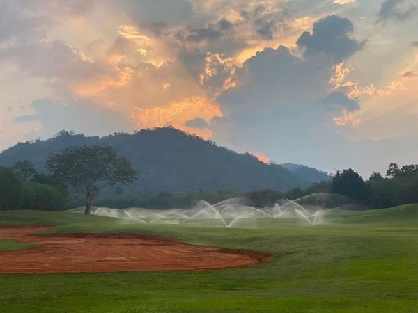 Khao Yai Country Club golf grass golf course and twilight