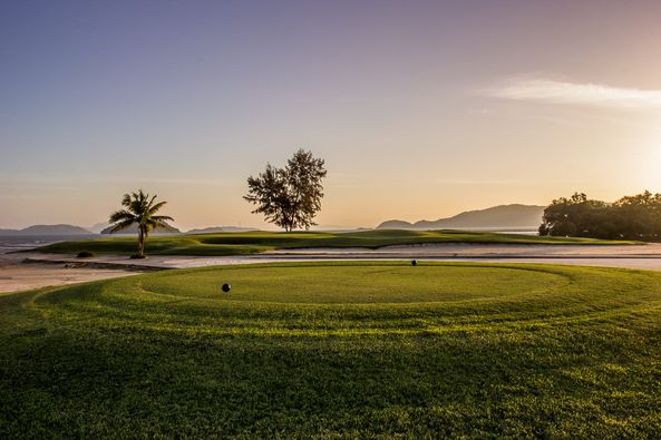 nature sky body of water tree golf course and grass
