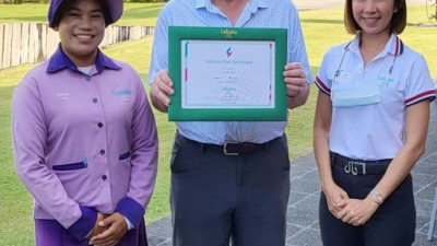 Congrats to Mr. Peter Sharpe on his amazing HOLE IN ONE at Hole 8 Laguna Golf Phuket course's blue tee, 162 yards