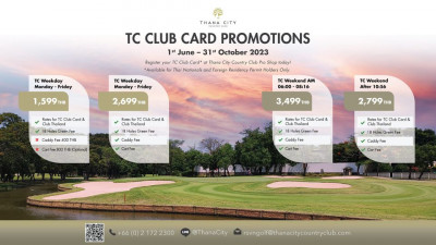 ธนาซิตี้ คันทรี คลับ ขอเสนอโปรโมชั่นสุดพิเศษเพื่อให้คุณได้สนุกไปกับการออกรอบที่ธนาซิตี้ คันทรี คลับ เริ่มตั้งแต่ วันที่ 1 มิถุนายน ถึง 31 ตุลาคม 2566